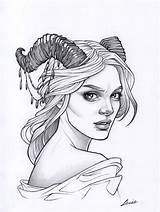 Drawing Horns Pencil Girl Succubus Drawings Tattoo Dark Face Draw Lexie Sketches Copy Desenho Designs Reich Tattoosketches Site Choose Board sketch template