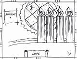 Advent Coloring Candles Pages Stushie sketch template