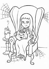Coloring Dracula Halloween Young Girl Funschool Lady Netart sketch template