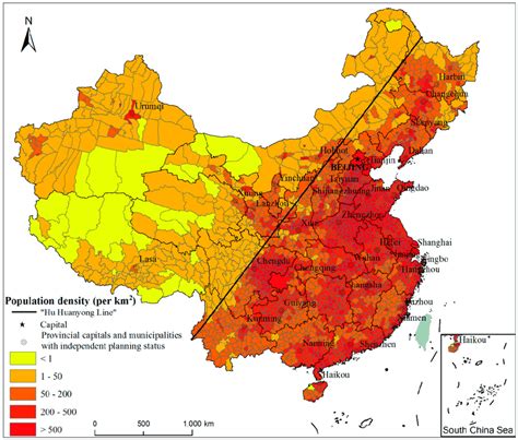 Population Distribution Pattern Of China In 2015 Download Scientific