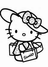 Kitty Hello Coloring Goes Shopping Pages Game Print sketch template
