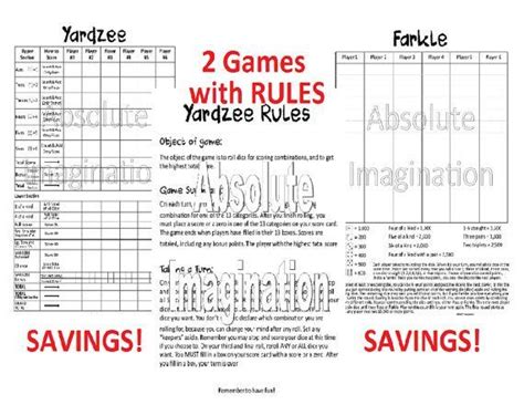 listing    yardzee yardzee rules  farkle score card