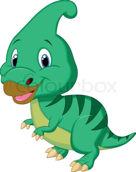 Cute Dinosaur Parasaurolophus Cartoon Stock Vector