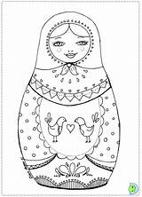 Coloring Babushka Pages Matryoshka Doll Dolls Russian Kokeshi Printable Mandala Dinokids sketch template