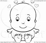 Naked Baby Cartoon Sitting Cute Coloring Clipart Thoman Cory Outlined Vector Royalty sketch template