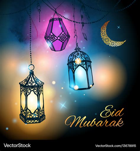 eid mubarak greeting card template royalty  vector image