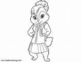 Chipmunks Alvin Coloring Pages Eleanor Drawing Kids Chipmunk Printable Color Template sketch template