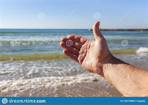 inviting gesture   mans hand stock photo image  banner