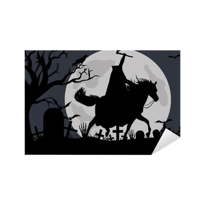 illustration   headless horseman  moon  background sticker