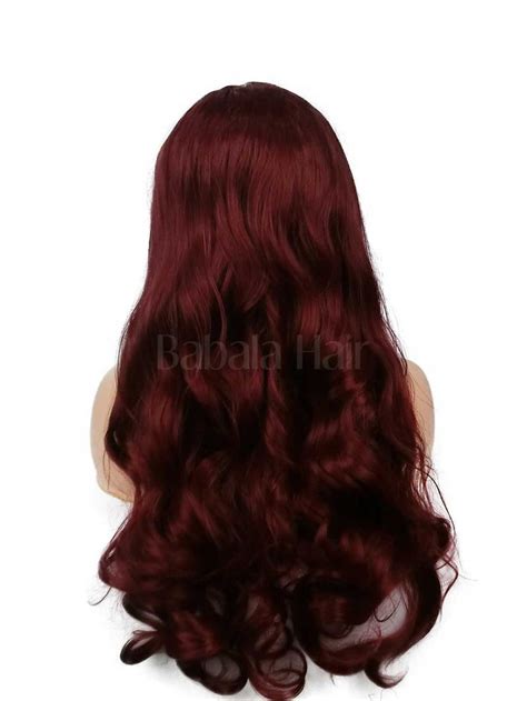 Wine Red Long Wavy Lace Front Wig Synthetic Wigs Babalahair