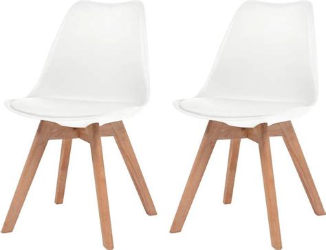 bolcom eetkamerstoelen eetkamerstoel eettafelstoel stoel kunstleer massief hout wit set  met