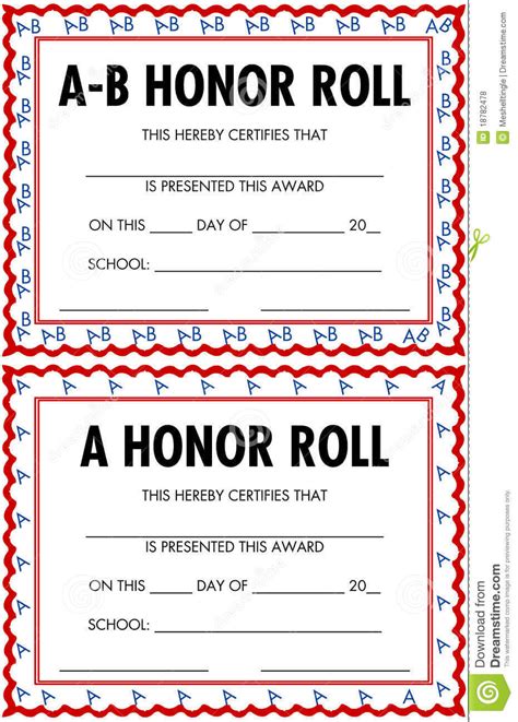 printable honor roll certificates printable templates
