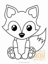 Fox Coloring Baby Printable Woodland Kids Arctic Watermark Simple Mom Will Inserted Infringement Included sketch template