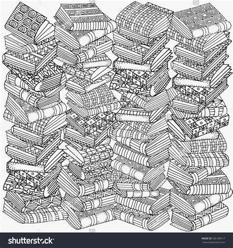 pattern coloring book artistic books bookshelf stock vector 326198717 shutterstock