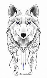 Wolf Dreamcatcher sketch template