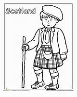 Coloring Scotland Pages Traditional Clothing Kids Scottish Worksheets Sheets Multicultural Around Children Culture Colouring Education Theme Clipart Crafts People Globe sketch template