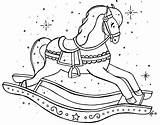 Rocking Pages Horse Christmas Colouring Coloring Embroidery Patterns Choose Board Horses sketch template