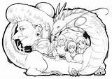 Spirited Ghibli Chihiro Haku sketch template