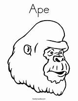 Coloring Gorilla Pages Ape Face Drawing Baby Cartoon Head Cliparts Printable Silverback Clipart Noodle Print Finish Color Twistynoodle Outline Favorites sketch template