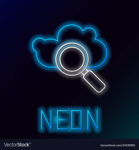 glowing neon  search cloud computing icon vector image