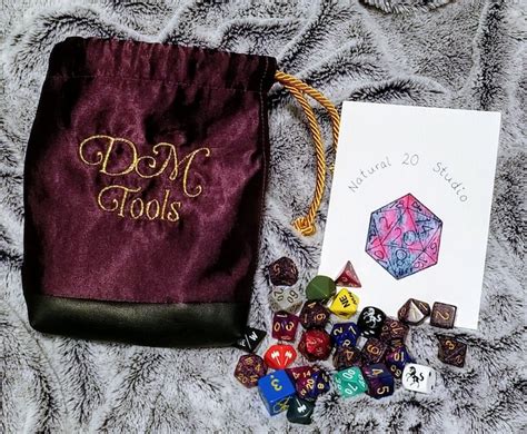 custom embroidered dd dice bag fully lined dm gift etsy