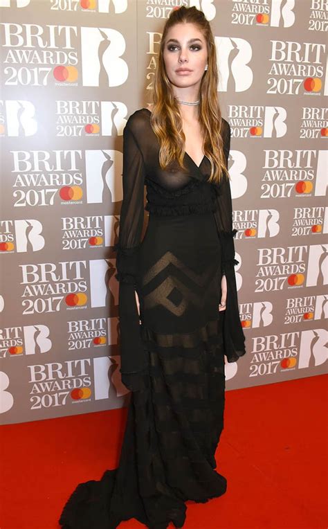 brits 2017 model camila morrone shows pierced nipple in sheer dress