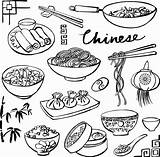Chinese Food Coloring Pages Drawing Vector Icons Asian Stock Doodle Sketch Paper Drawings Royalty Depositphotos Essen Colouring Illustrations Vectors Rolls sketch template
