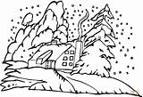 Coloring Pine Tree House Snow Christmas Pages Printable Narodzenia Kolorowanka Swieta Color Kids Popular sketch template