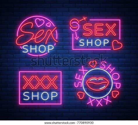 collection logo sex shop night sign stock vector royalty free 770890930