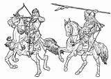 Cavalieri Caballo Jinetes Cavaleiros Soldados Soldati Ritter Guerras Dibujo Guerre Cavaliers Malvorlagen Colorir Colorkid Mongol Stampare sketch template