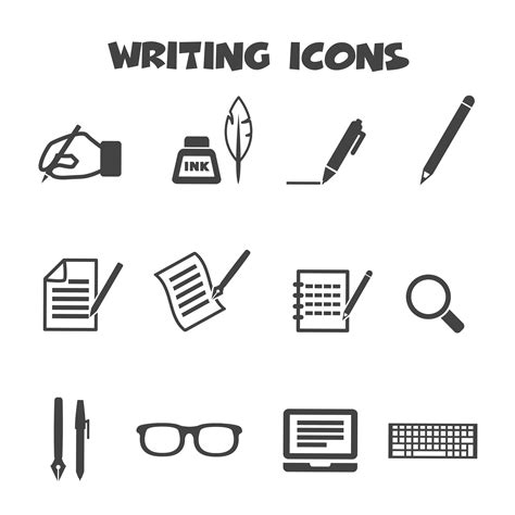 writing icons symbol  vector art  vecteezy