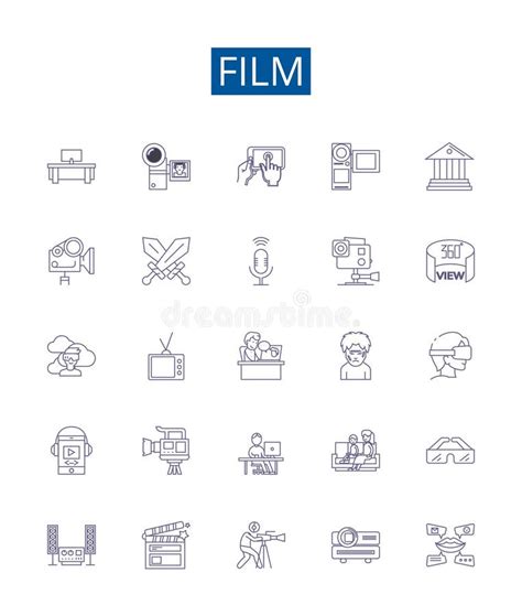 film line icons signs set design collection of movie cinema