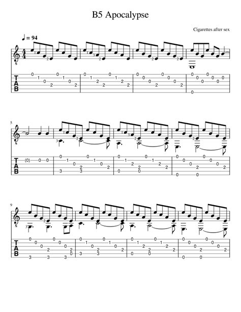 Apocalypse – Cigarettes After Sex Sheet Music For Guitar Solo