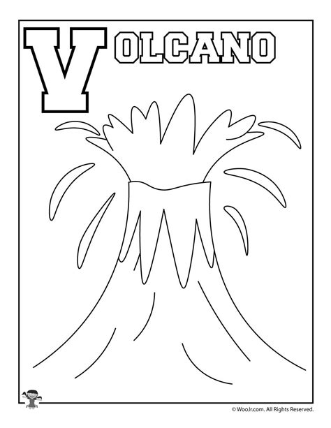 letter  coloring page volcano