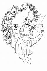 Coloring Pages Wiccan Printable Pagan Yule Adults Adult Colouring Color Witch Fairy Fantasy Colour Christmas Line Beautiful Fairies Book Print sketch template
