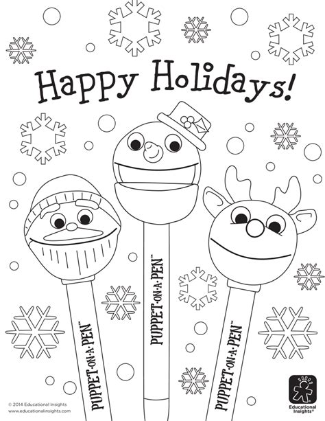 happy holidays coloring coloring pages