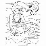 Barbie Surfing Dolphin Merliah Xcolorings sketch template