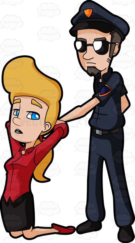 handcuffs police woman cartoon