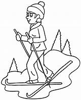 Coloring Skiing Winter Ski Pages sketch template