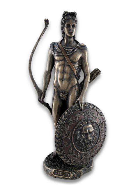 Roman Greek God Apollo With Shield And Bow Bronzed Statue Ebay