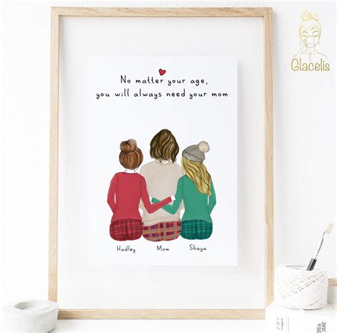 personalized daughters and mom print art 2 daughters glacelis