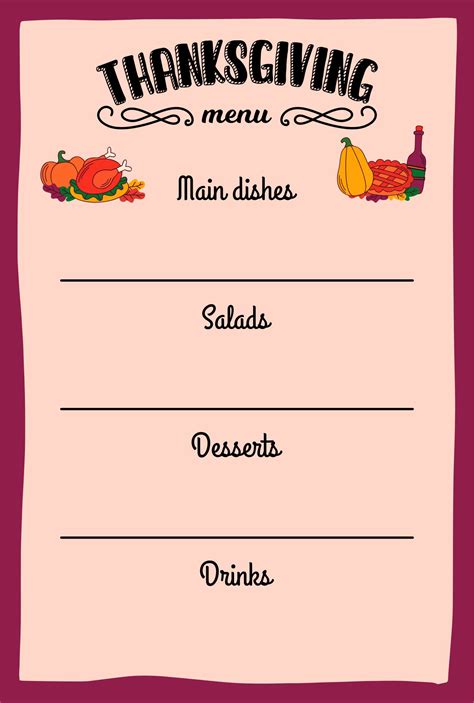 printable thanksgiving menu design maker