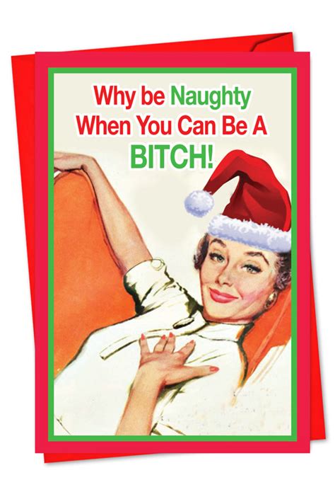 being naughty hilarious christmas printed greeting card