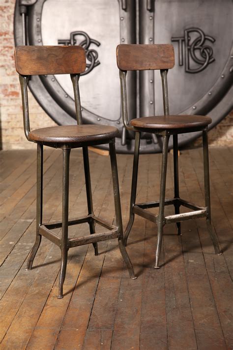 pair  original vintage industrial stools