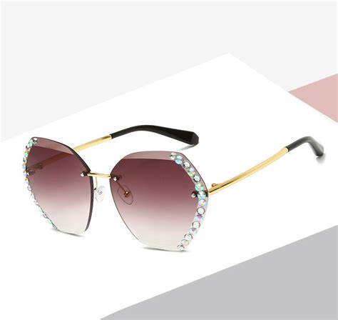 2020 vintage fashion oversized rimless sunglasses women famous luxury