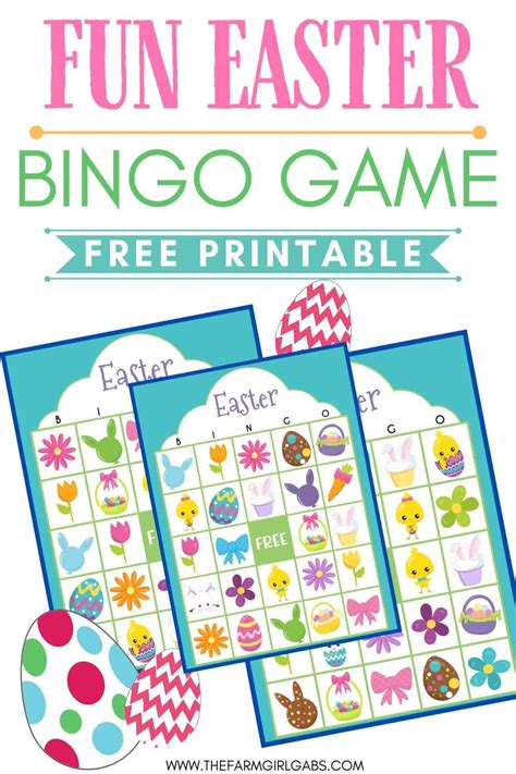 easter bingo printable game cards  farm girl gabs