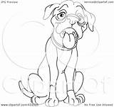 Coloring Dog Panting Sitting Outline Illustration Royalty Clipart Yayayoyo Rf Regarding Notes sketch template
