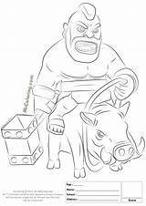 Clash Royale Clans Coloring Pages Printable Hog Royal Rider Golem Bane Color Drawings Knight Colouring Batman Getcolorings Barbarian King Vector sketch template