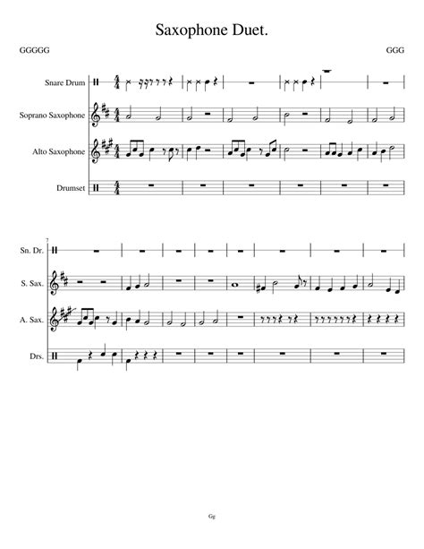 Saxophone Duet Sheet Music For Percussion Soprano Saxophone Alto