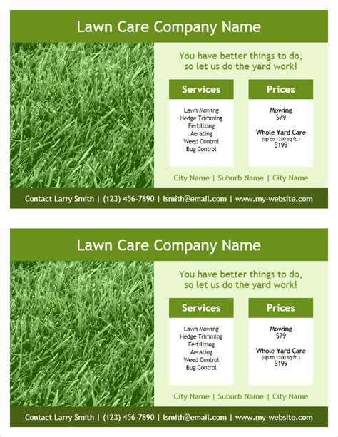 printable  lawn care flyer template  microsoft word